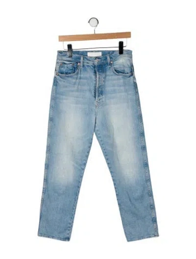 Pre-owned Mother High-rise Straight Leg Jeans In Blue