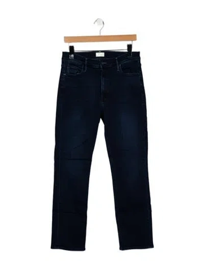 Pre-owned Mother High-rise Straight Leg Jeans In Blue