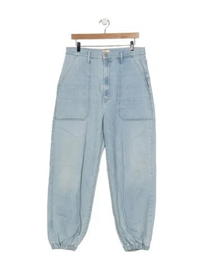 Pre-owned Mother High-rise Straight Leg Jeans In Blue