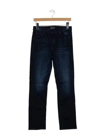 Pre-owned Mother High-rise Straight Leg Jeans In Blue