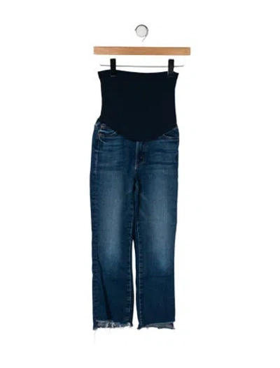Pre-owned Mother High-rise Straight Leg Jeans In Blue
