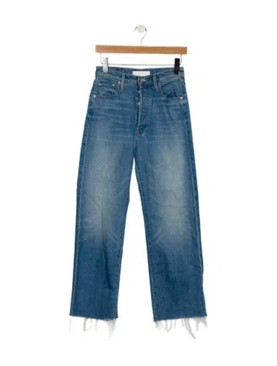 Pre-owned Mother High-rise Straight Leg Jeans In Blue