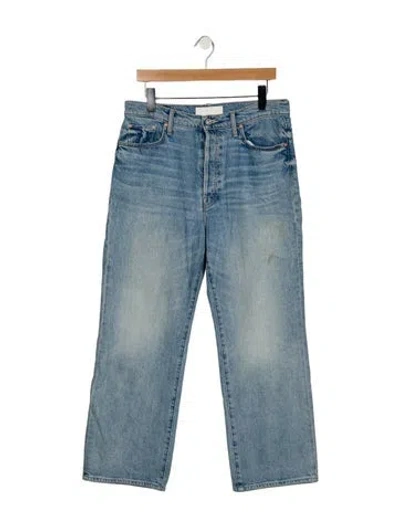 Pre-owned Mother High-rise Straight Leg Jeans In Blue