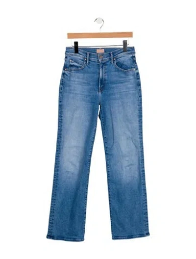 Pre-owned Mother High-rise Straight Leg Jeans In Blue