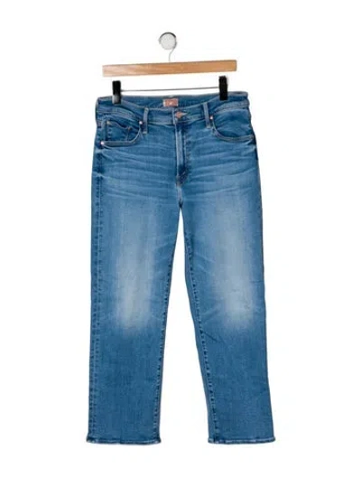 Pre-owned Mother High-rise Straight Leg Jeans In Blue