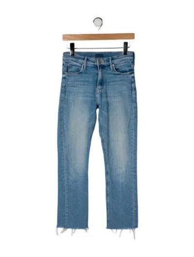 Pre-owned Mother High-rise Straight Leg Jeans In Blue