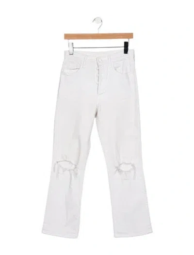 Pre-owned Mother High-rise Straight Leg Jeans In Blue
