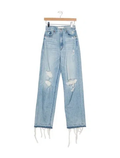 Pre-owned Mother High-rise Straight Leg Jeans In Blue