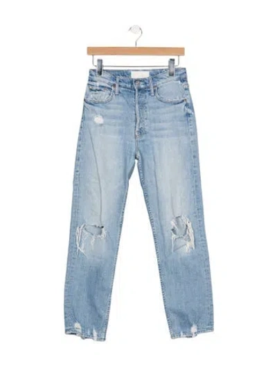 Pre-owned Mother High-rise Straight Leg Jeans In Blue