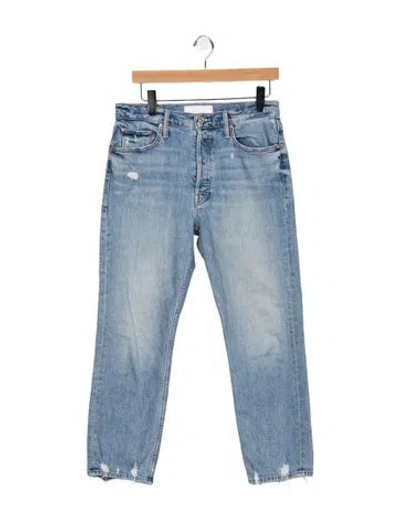 Pre-owned Mother High-rise Straight Leg Jeans In Blue