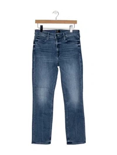 Pre-owned Mother High-rise Straight Leg Jeans In Blue