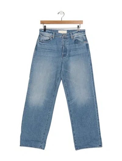 Pre-owned Mother High-rise Straight Leg Jeans In Blue