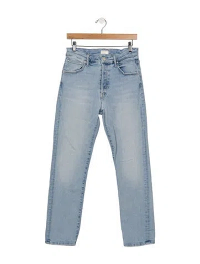 Pre-owned Mother High-rise Straight Leg Jeans In Blue
