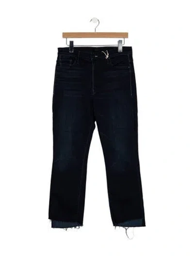 Pre-owned Mother High-rise Straight Leg Jeans In Blue