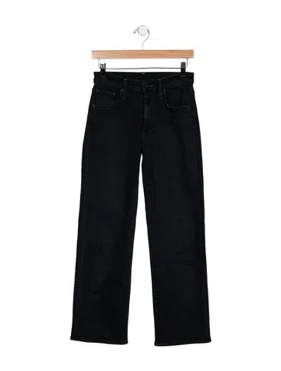 Pre-owned Mother High-rise Straight Leg Jeans In Blue