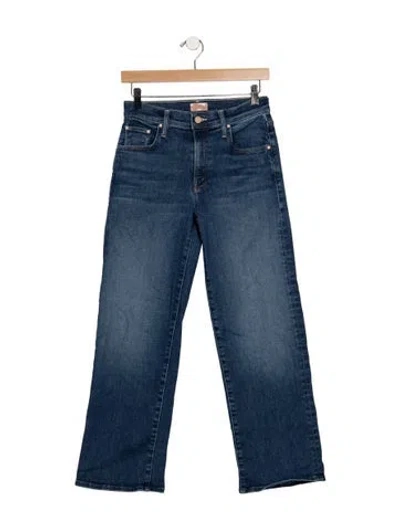 Pre-owned Mother High-rise Straight Leg Jeans In Blue
