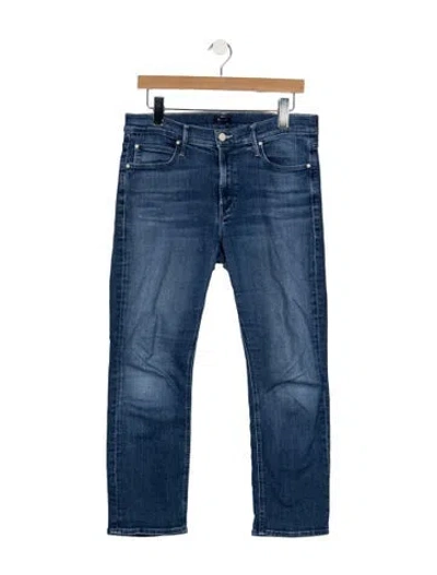Pre-owned Mother High-rise Straight Leg Jeans In Blue