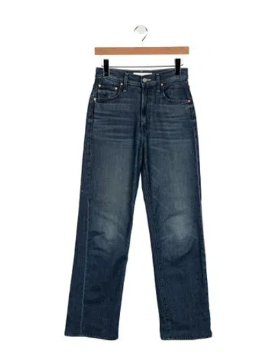 Pre-owned Mother High-rise Straight Leg Jeans In Blue