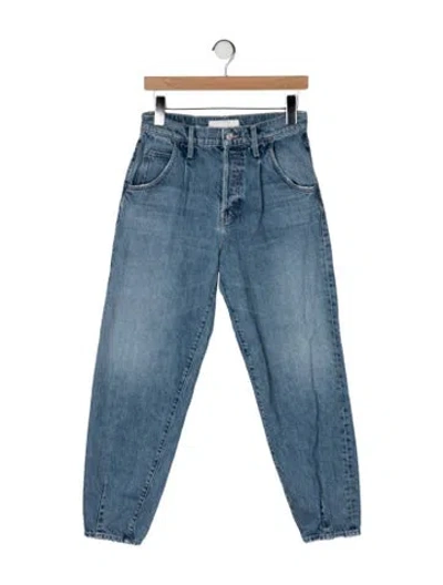 Pre-owned Mother High-rise Straight Leg Jeans In Blue