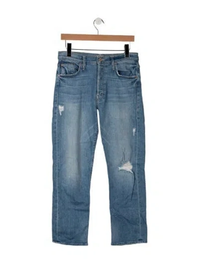 Pre-owned Mother High-rise Straight Leg Jeans In Blue