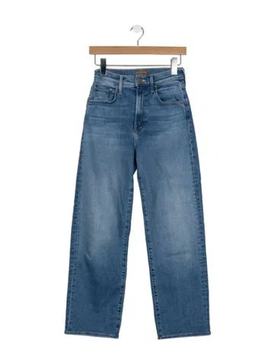 Pre-owned Mother High-rise Straight Leg Jeans In Blue