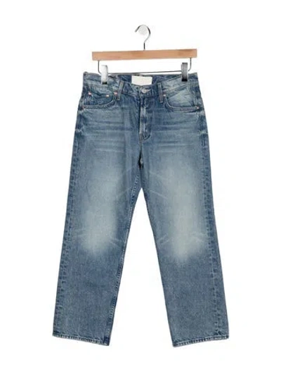 Pre-owned Mother High-rise Straight Leg Jeans In Blue