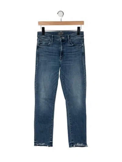 Pre-owned Mother High-rise Straight Leg Jeans In Blue