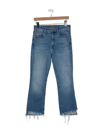 Pre-owned Mother High-rise Straight Leg Jeans In Blue