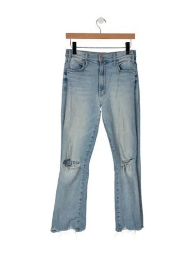 Pre-owned Mother High-rise Straight Leg Jeans In Blue