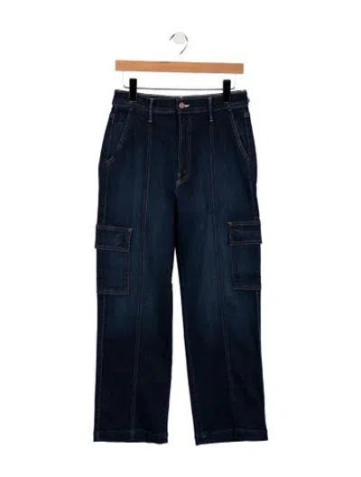Pre-owned Mother High-rise Straight Leg Jeans In Blue
