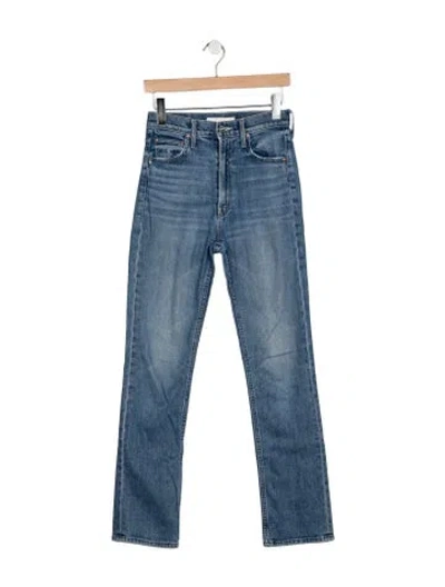 Pre-owned Mother High-rise Straight Leg Jeans In Blue