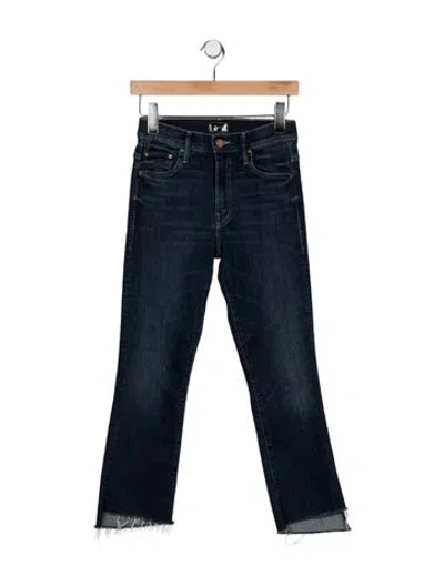 Pre-owned Mother High-rise Straight Leg Jeans In Blue