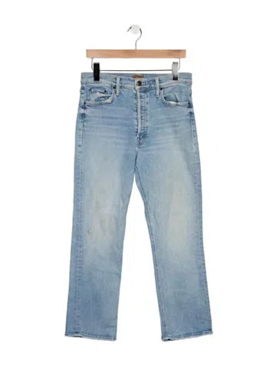 Pre-owned Mother High-rise Straight Leg Jeans In Blue