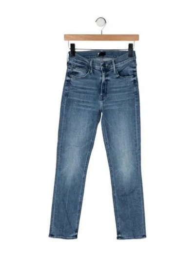 Pre-owned Mother High-rise Straight Leg Jeans In Blue