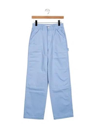 Pre-owned Mother High-rise Straight Leg Jeans In Blue