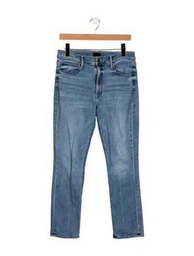 Pre-owned Mother High-rise Straight Leg Jeans In Blue
