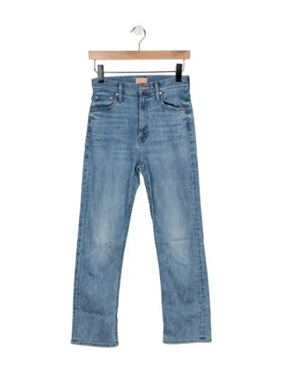 Pre-owned Mother High-rise Straight Leg Jeans In Blue