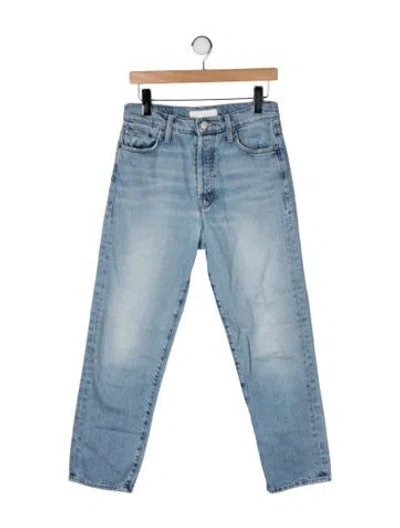 Pre-owned Mother High-rise Straight Leg Jeans In Blue
