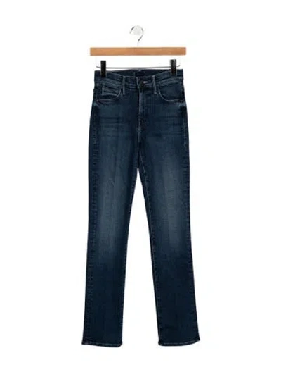 Pre-owned Mother High-rise Straight Leg Jeans In Blue