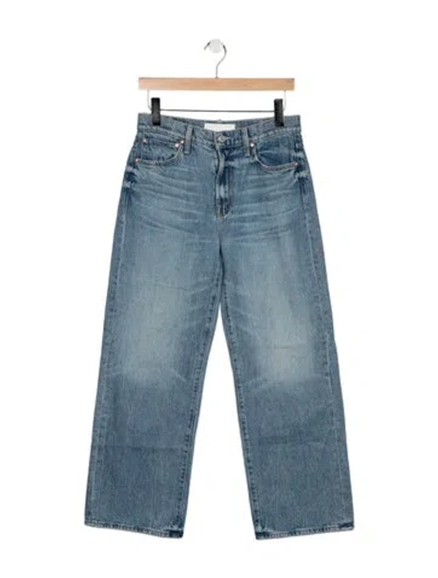 Pre-owned Mother High-rise Straight Leg Jeans In Blue