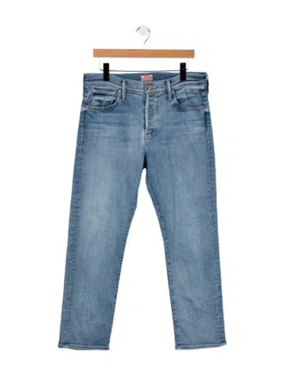 Pre-owned Mother High-rise Straight Leg Jeans In Blue