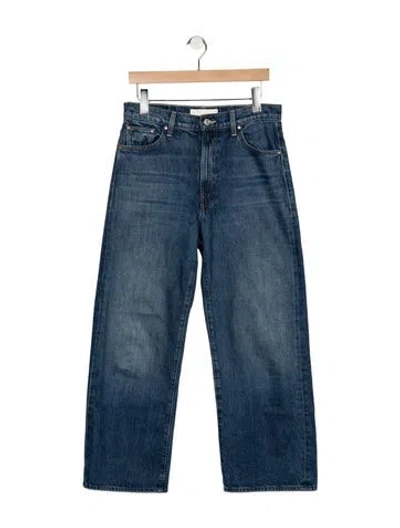 Pre-owned Mother High-rise Straight Leg Jeans In Blue