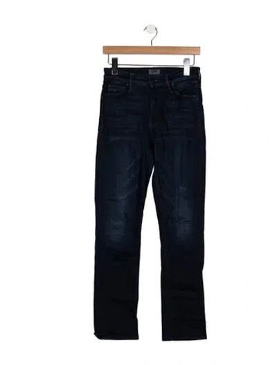 Pre-owned Mother High-rise Straight Leg Jeans In Blue