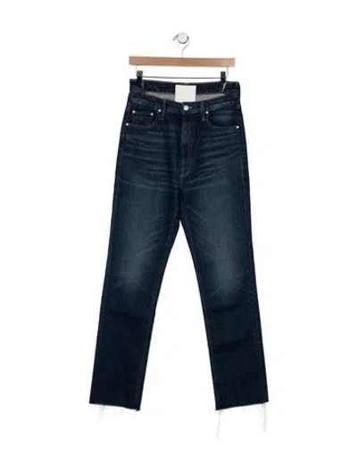 Pre-owned Mother High-rise Straight Leg Jeans In Blue