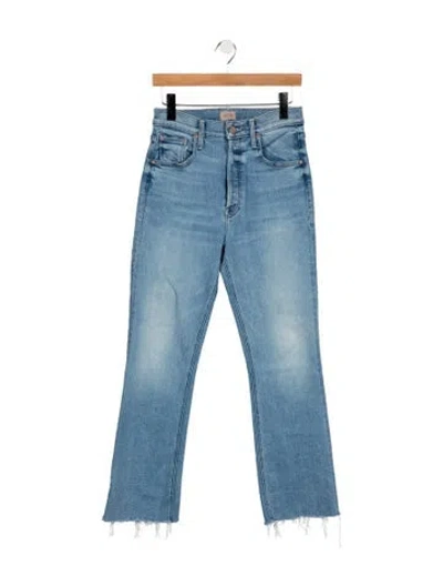 Pre-owned Mother High-rise Straight Leg Jeans In Blue