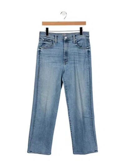 Pre-owned Mother High-rise Straight Leg Jeans In Blue