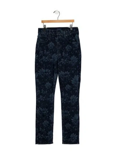 Pre-owned Mother High-rise Straight Leg Jeans In Blue