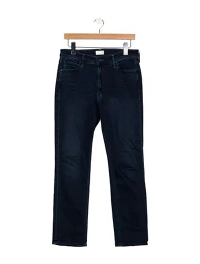 Pre-owned Mother High-rise Straight Leg Jeans In Blue