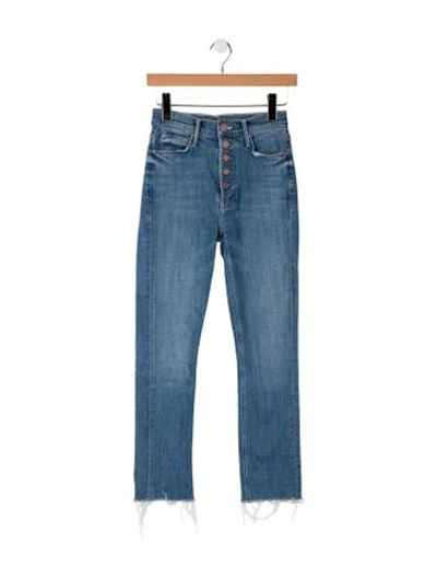 Pre-owned Mother High-rise Straight Leg Jeans In Blue