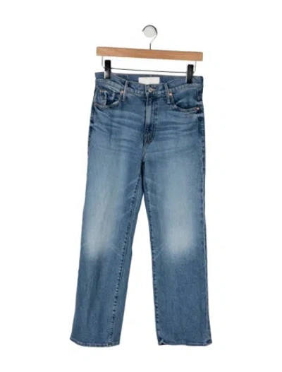 Pre-owned Mother High-rise Straight Leg Jeans In Blue